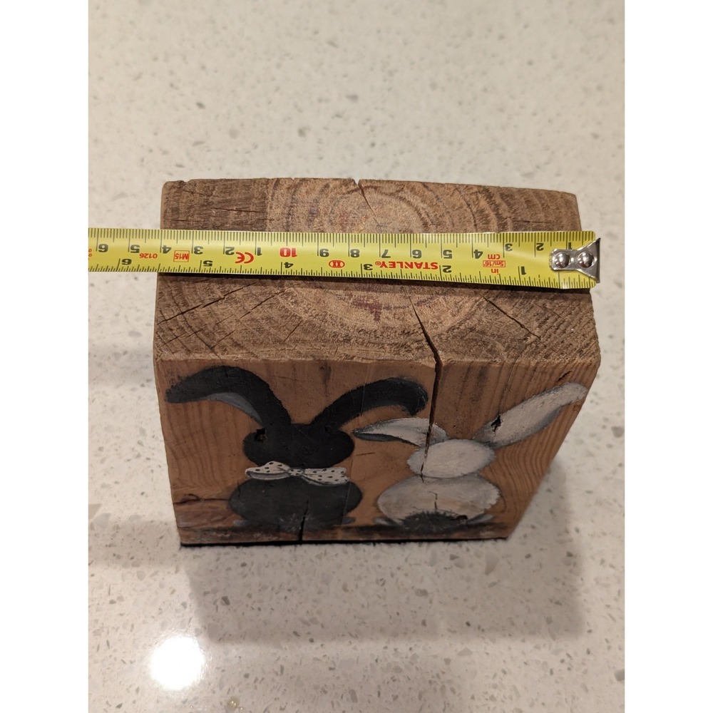 VTG HAND PAINTED BUNNY TABLE SHELF DECOR SPRING‎ EASTER RECLAIMED WOOD RUSTIC - Picture 8 of 11
